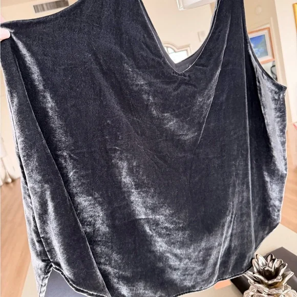 LOFT 2 Velvet V neck tank Tops in Rich charcoal and Warm gold XXL NWT - Picture 7 of 9